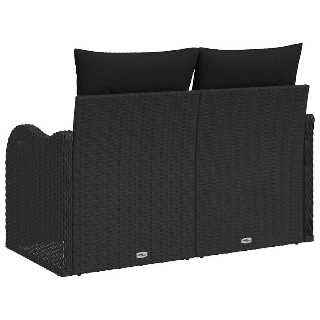 Hagemøbelsofa med pute Svart 121 x 62 x 69cm polyrotting