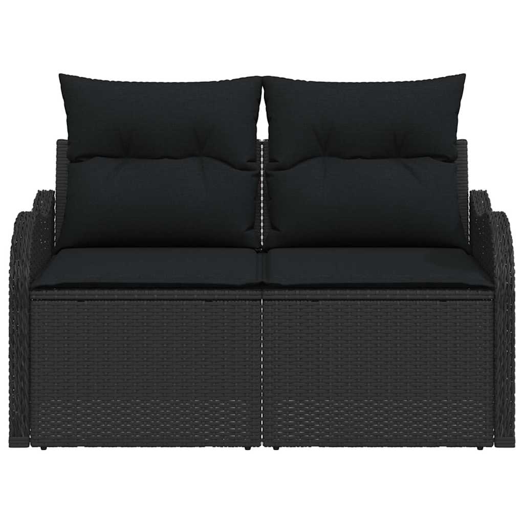 Hagemøbelsofa med pute Svart 121 x 62 x 69cm polyrotting