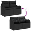 Hagemøbelsofa med pute Svart 121 x 62 x 69cm polyrotting