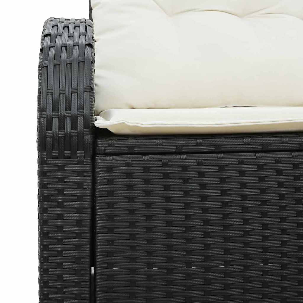 Hagemøbelsofa med pute Svart 124 x 62 x 69cm polyrotting