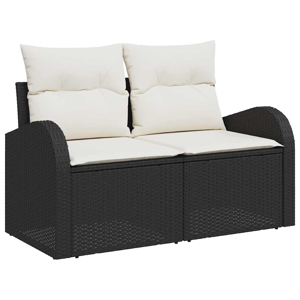 Hagemøbelsofa med pute Svart 124 x 62 x 69cm polyrotting