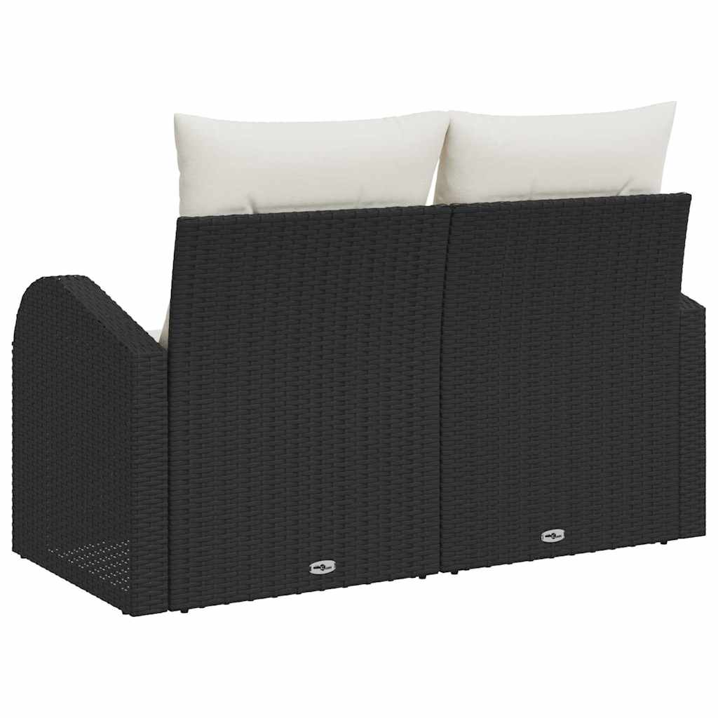Hagemøbelsofa med pute Svart 124 x 62 x 69cm polyrotting
