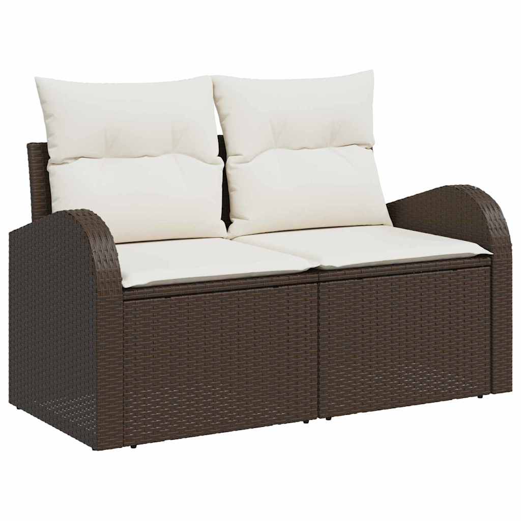 Hagemøbelsofa med pute Brun 124 x 62 x 69cm polyrotting