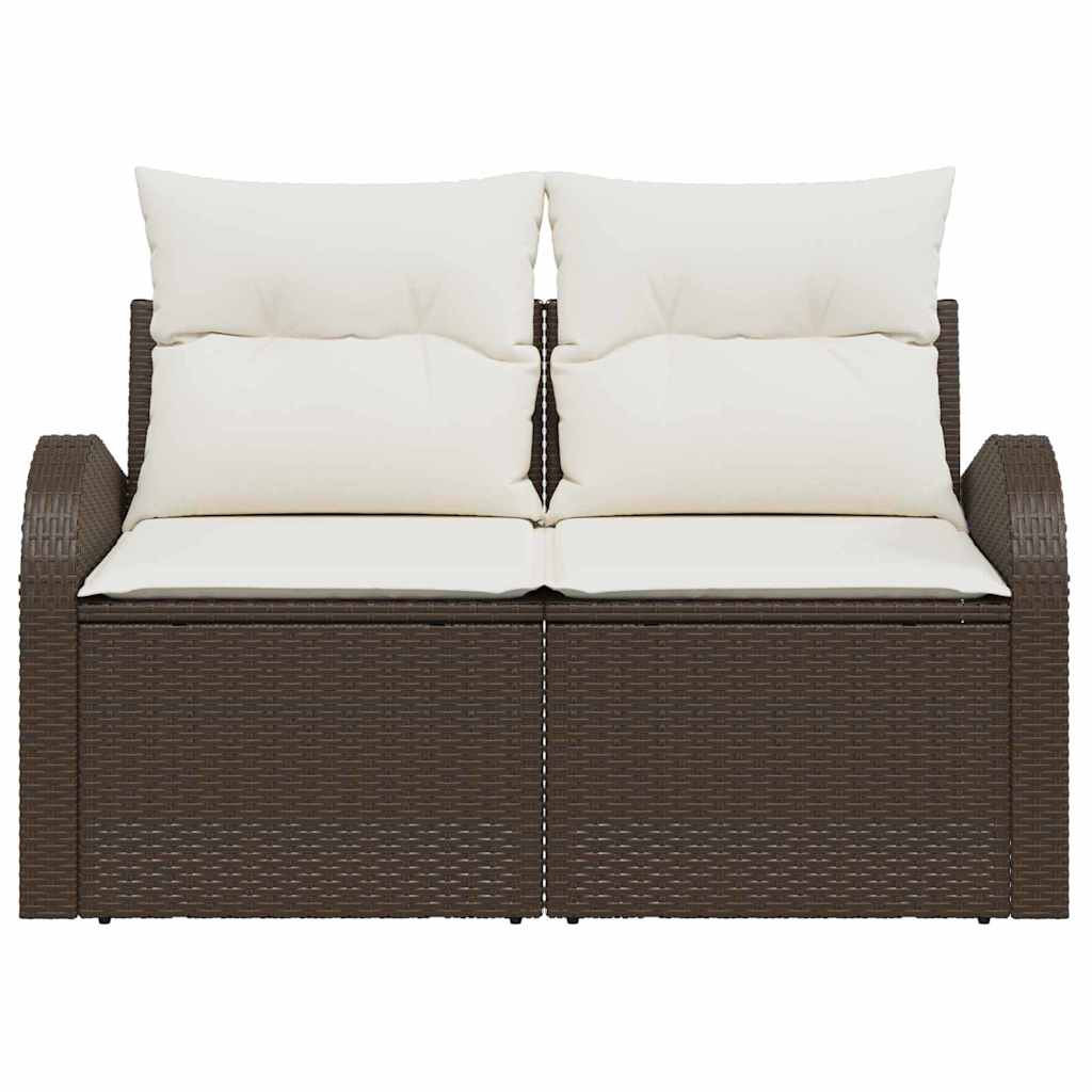 Hagemøbelsofa med pute Brun 124 x 62 x 69cm polyrotting