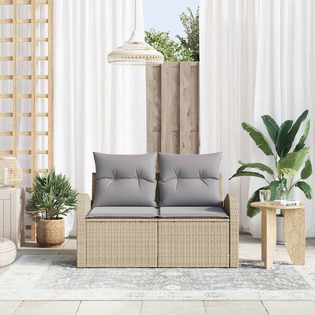 Hagemøbelsofa med pute Beige 124 x 62 x 69cm polyrotting
