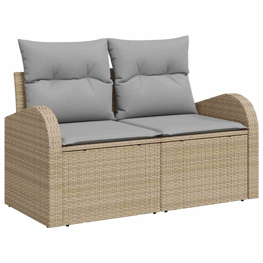 Hagemøbelsofa med pute Beige 124 x 62 x 69cm polyrotting