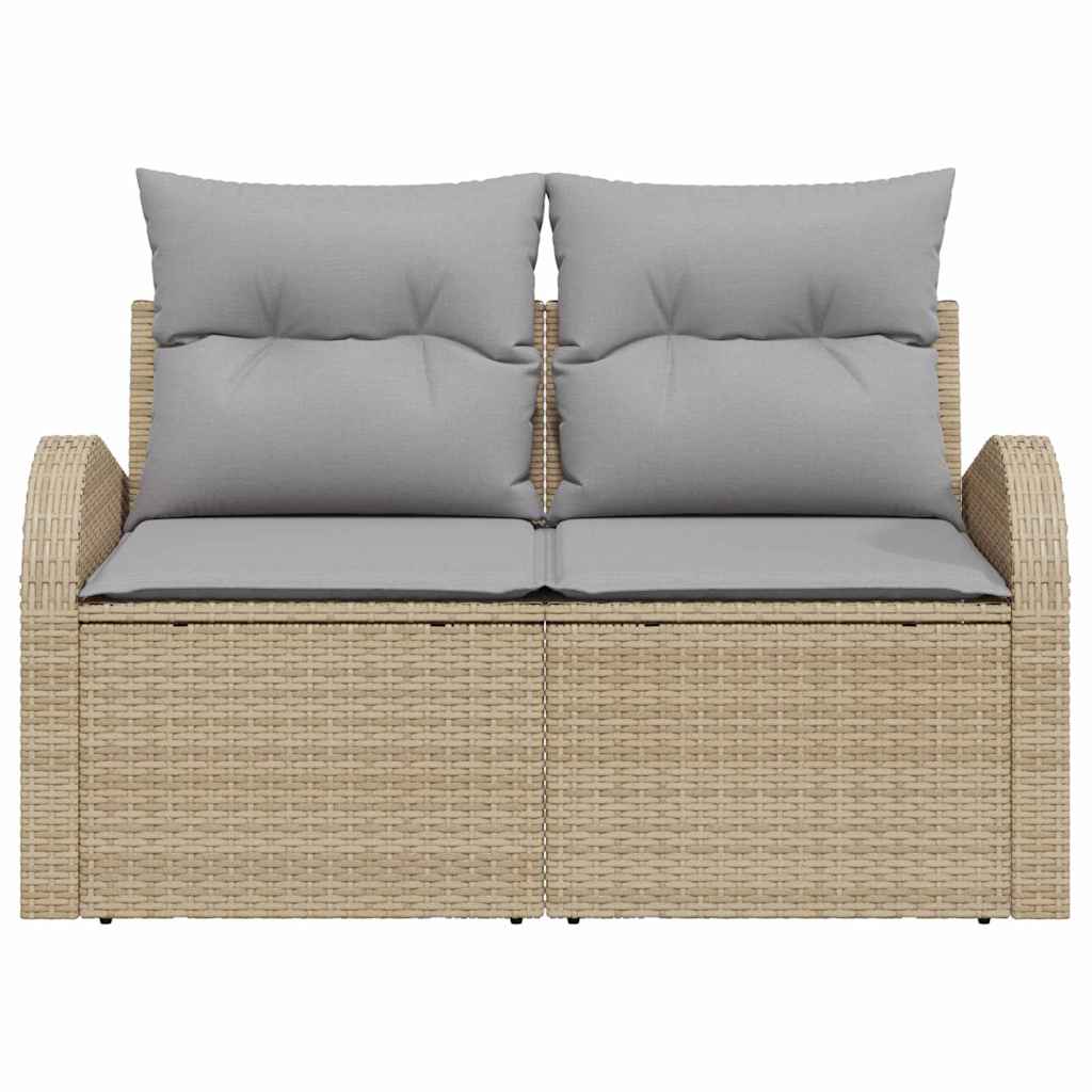 Hagemøbelsofa med pute Beige 124 x 62 x 69cm polyrotting