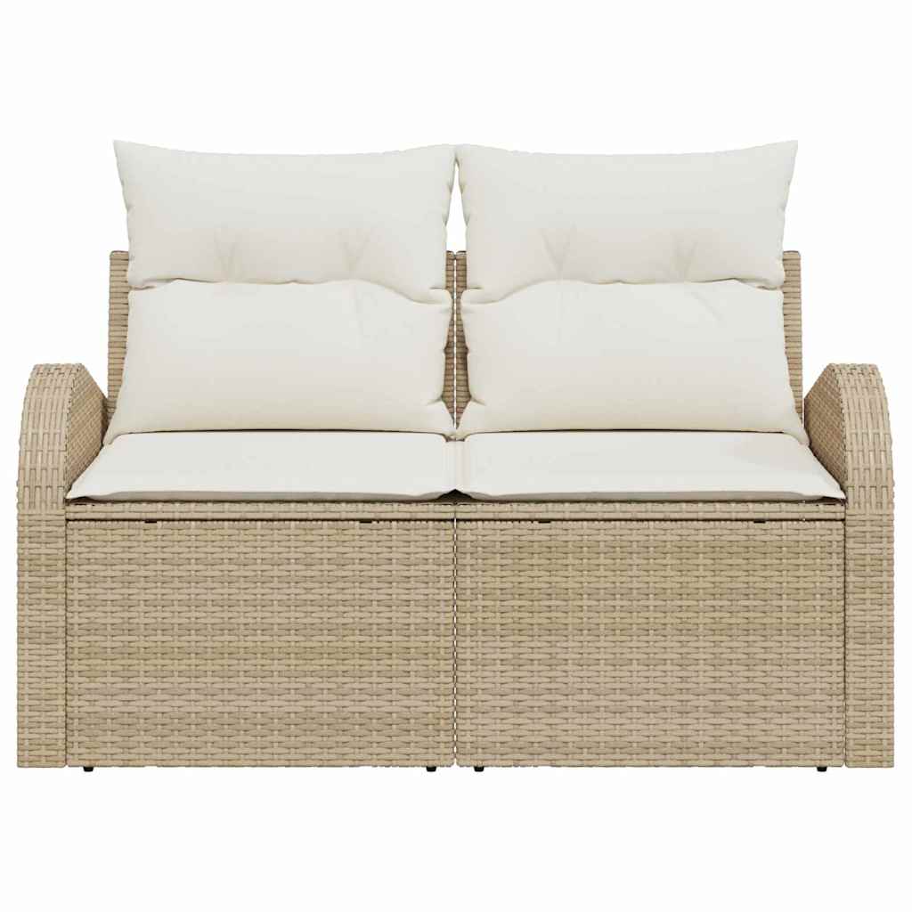 Hagemøbelsofa med pute Beige 124 x 62 x 69cm polyrotting