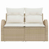 Hagemøbelsofa med pute Beige 124 x 62 x 69cm polyrotting