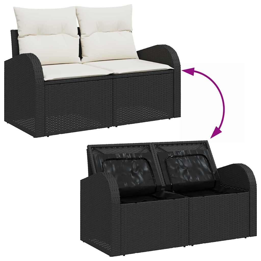 Hagemøbelsofa Svart 124 x 62 x 69cm polyrotting