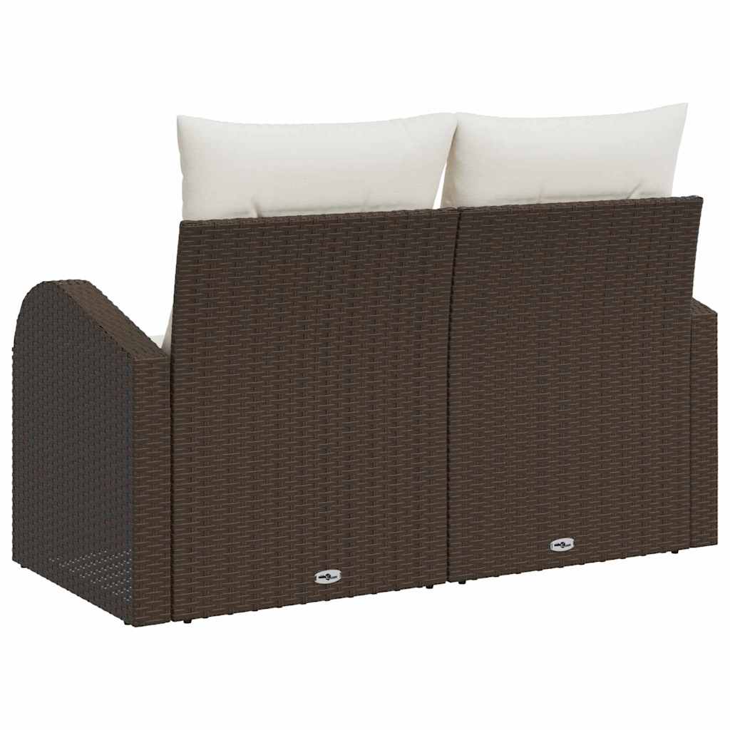 Hagemøbelsofa med pute Brun 124 x 62 x 69cm polyrotting
