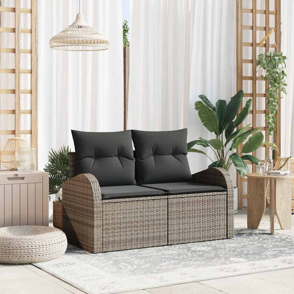 Hagemøbelsofa med pute Grå 124 x 62 x 69cm polyrotting