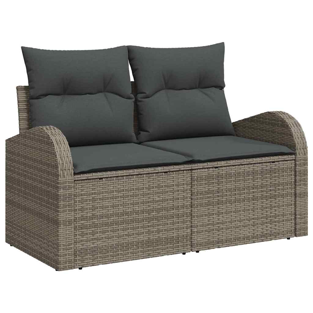 Hagemøbelsofa med pute Grå 124 x 62 x 69cm polyrotting