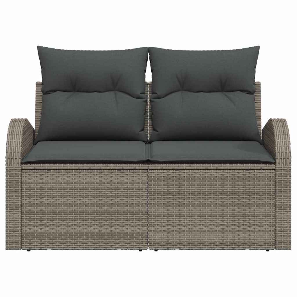 Hagemøbelsofa med pute Grå 124 x 62 x 69cm polyrotting
