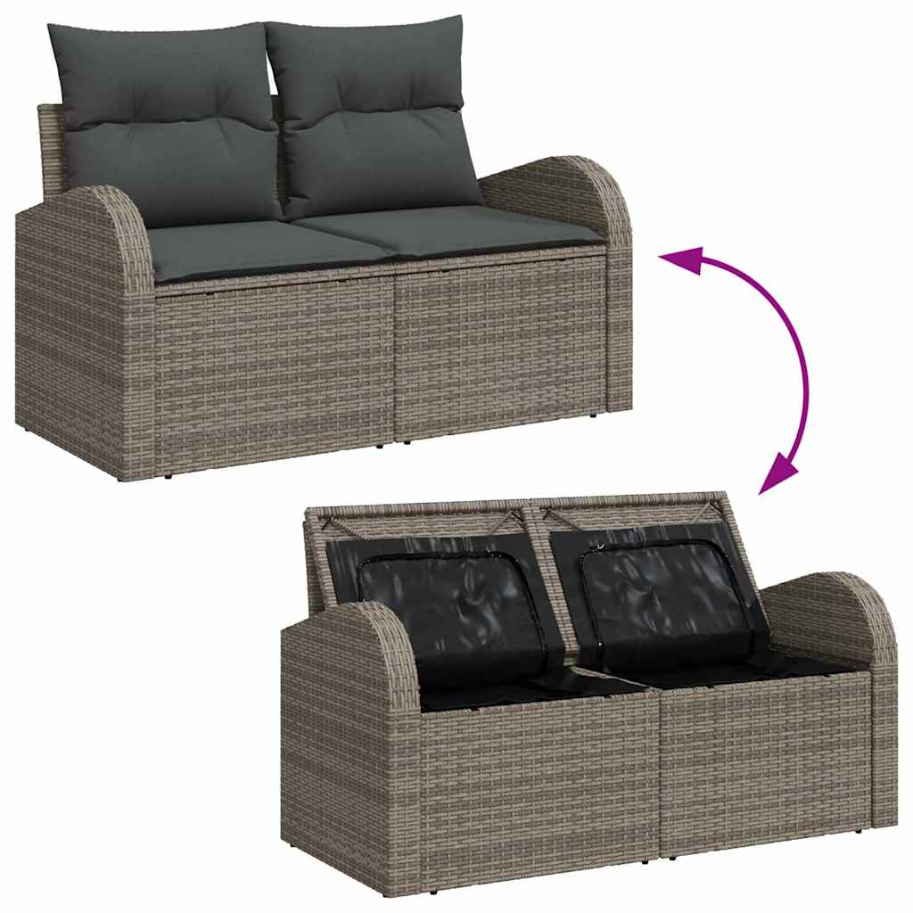 Hagemøbelsofa med pute Grå 124 x 62 x 69cm polyrotting