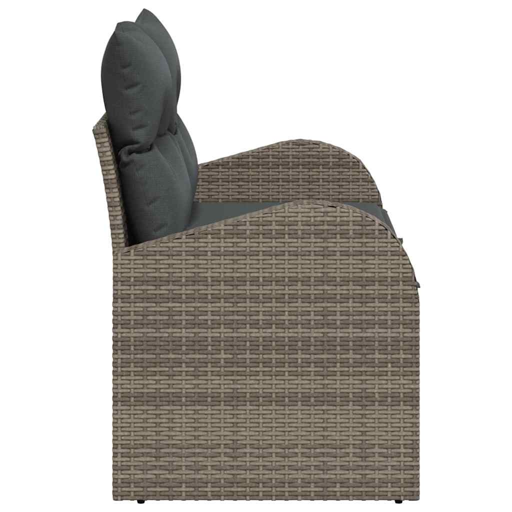Hagemøbelsofa med pute Grå 124 x 62 x 69cm polyrotting