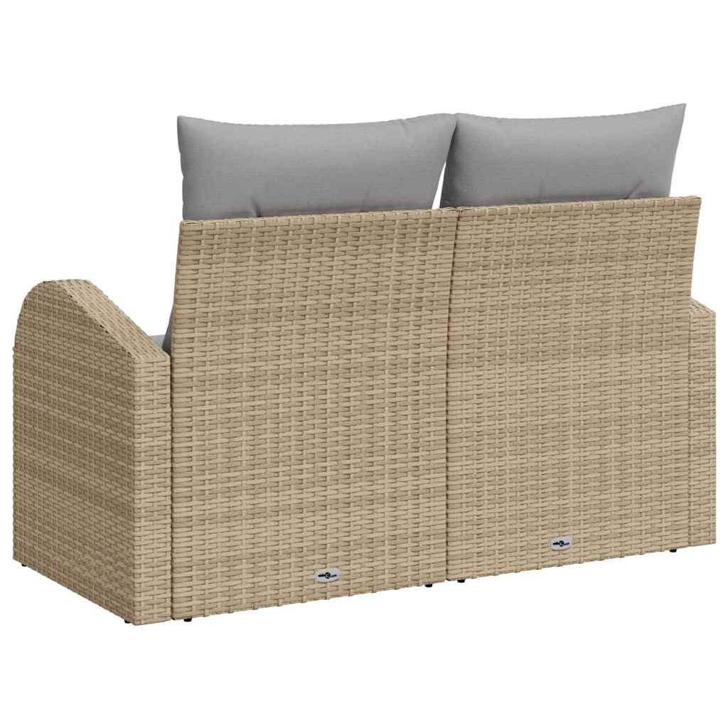 Hagemøbelsofa med pute Beige 124 x 62 x 69cm polyrotting