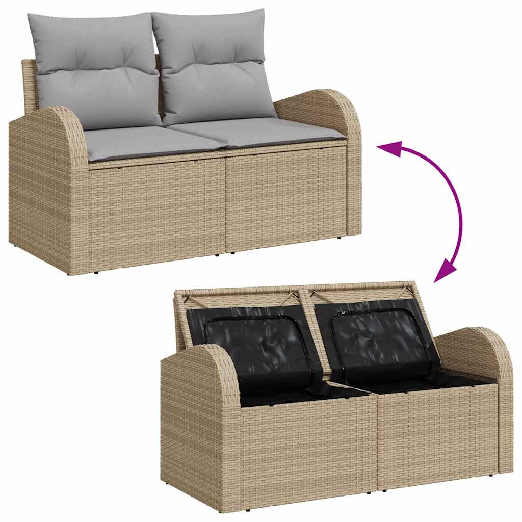 Hagemøbelsofa med pute Beige 124 x 62 x 69cm polyrotting