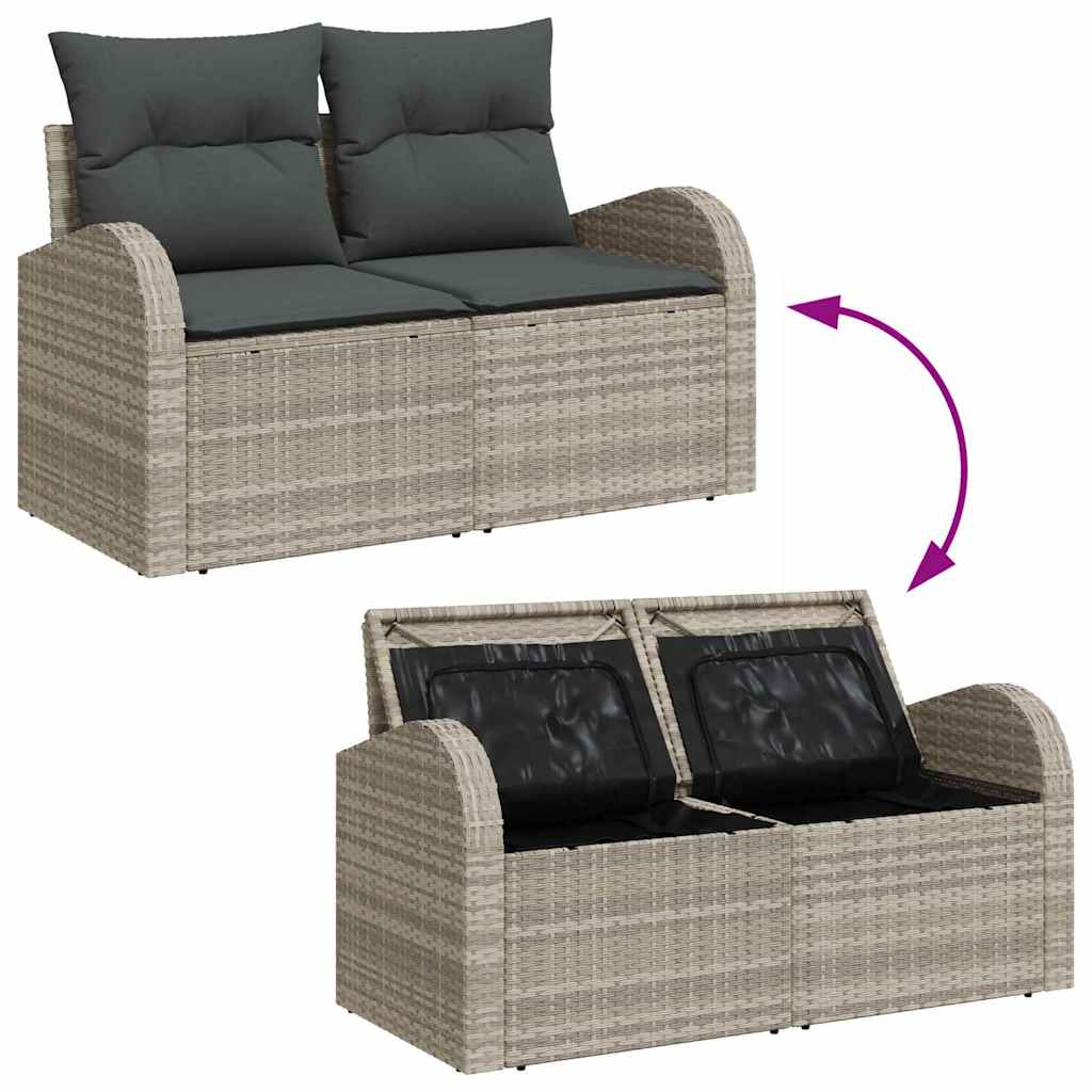 Hagemøbelsofa med pute Lysegrå 124 x 62 x 69cm polyrotting