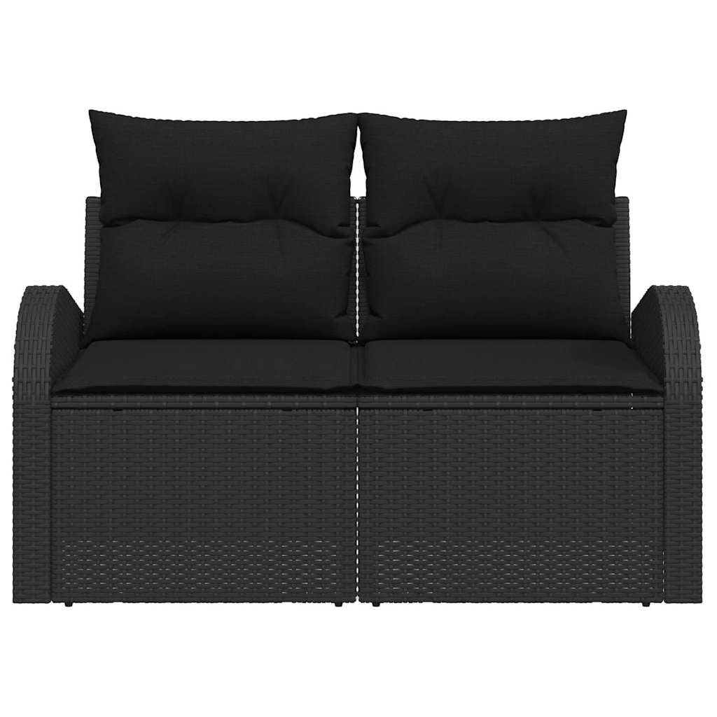 Hagemøbelsofa med pute Svart 124 x 62 x 69cm polyrotting