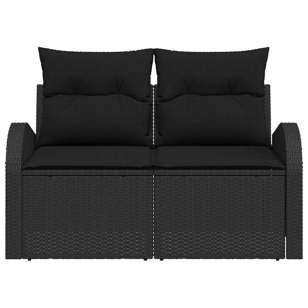 Hagemøbelsofa med pute Svart 124 x 62 x 69cm polyrotting