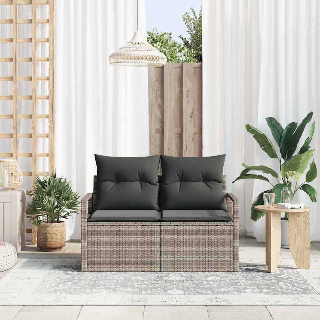 Hagemøbelsofa med pute Grå 120 x 62 x 69cm polyrotting