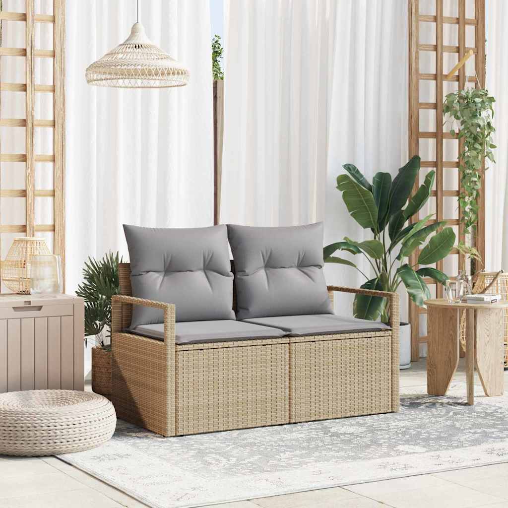 Hagemøbelsofa med pute Beige 120 x 62 x 69cm polyrotting