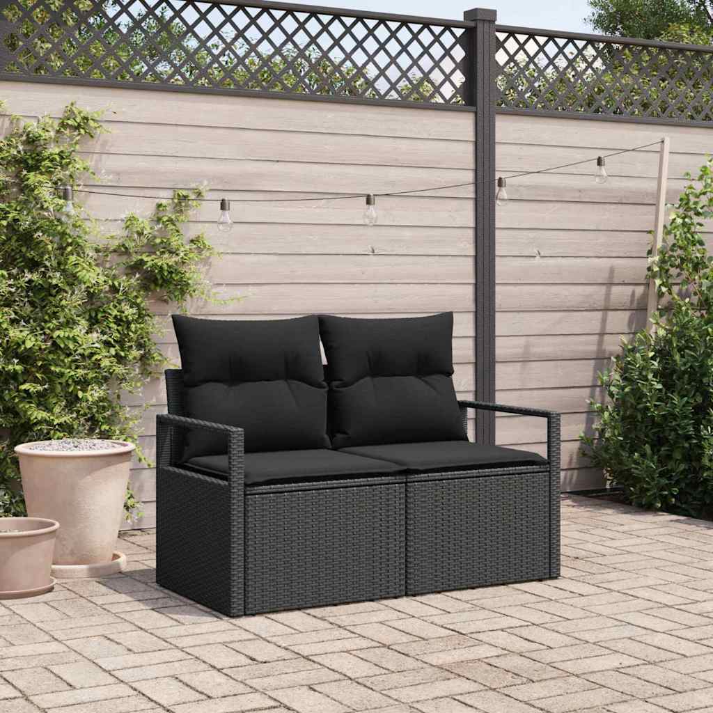 Hagemøbelsofa med pute Svart 120 x 62 x 69cm polyrotting