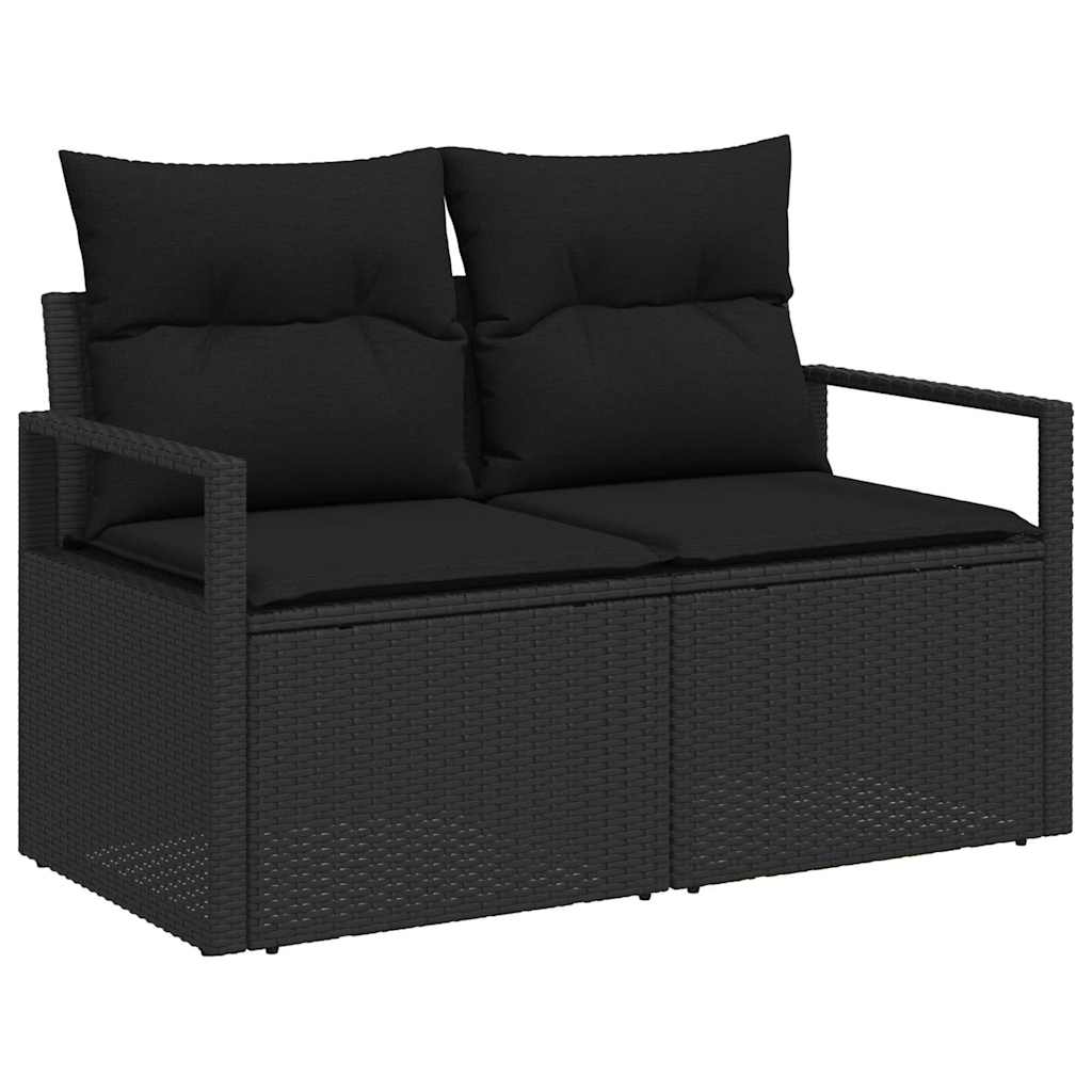 Hagemøbelsofa med pute Svart 120 x 62 x 69cm polyrotting