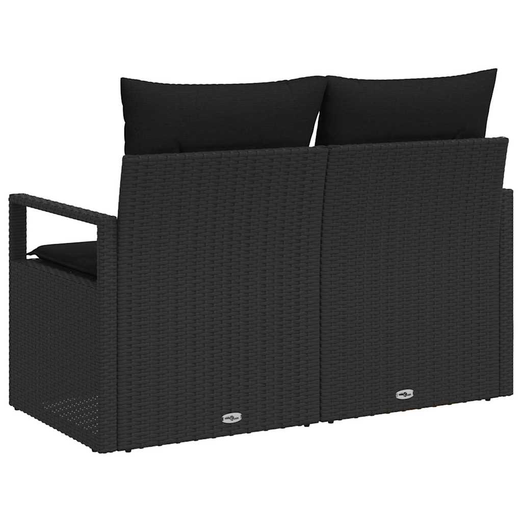 Hagemøbelsofa med pute Svart 120 x 62 x 69cm polyrotting