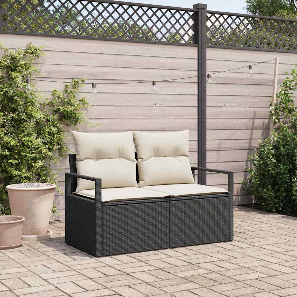 Hagemøbelsofa Svart 120 x 62 x 69cm polyrotting