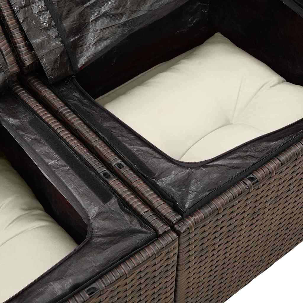 Hagemøbelsofa med pute Brun 120 x 62 x 69cm polyrotting