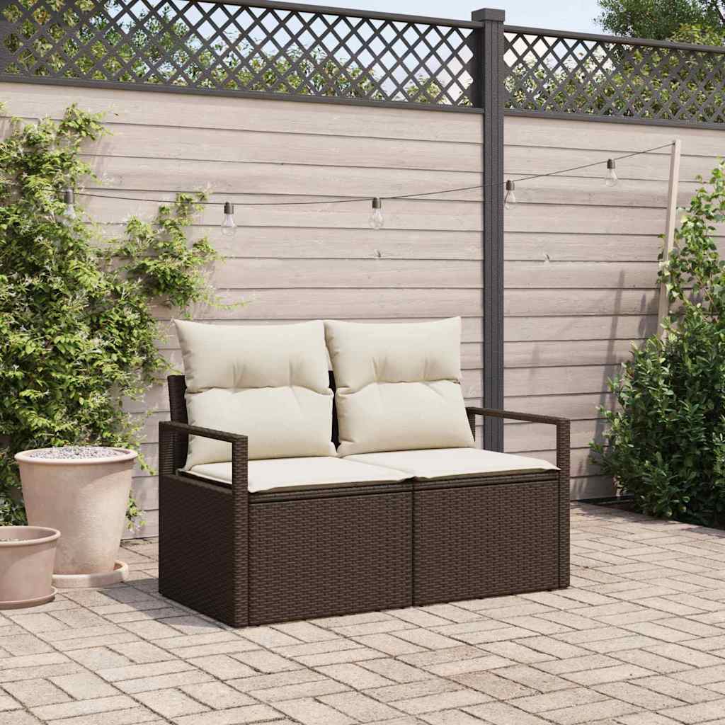 Hagemøbelsofa med pute Brun 120 x 62 x 69cm polyrotting