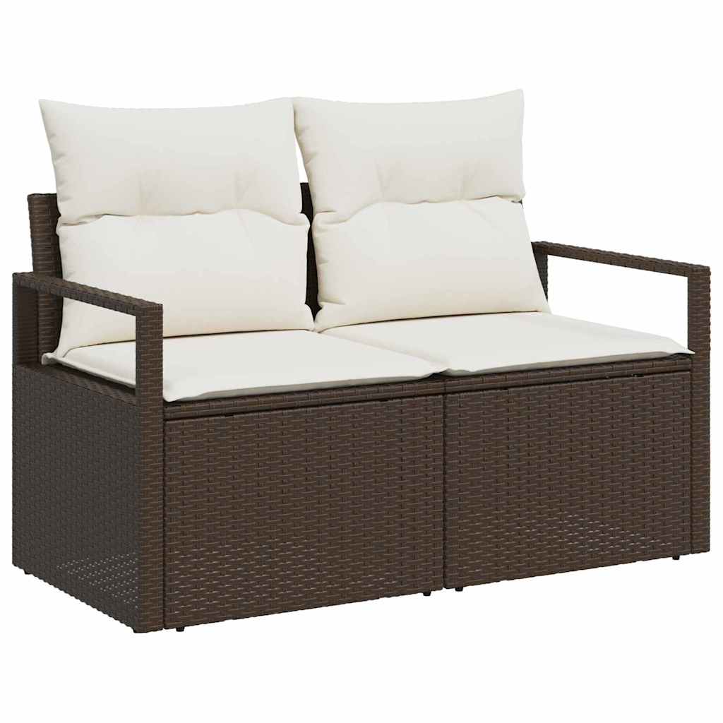 Hagemøbelsofa med pute Brun 120 x 62 x 69cm polyrotting