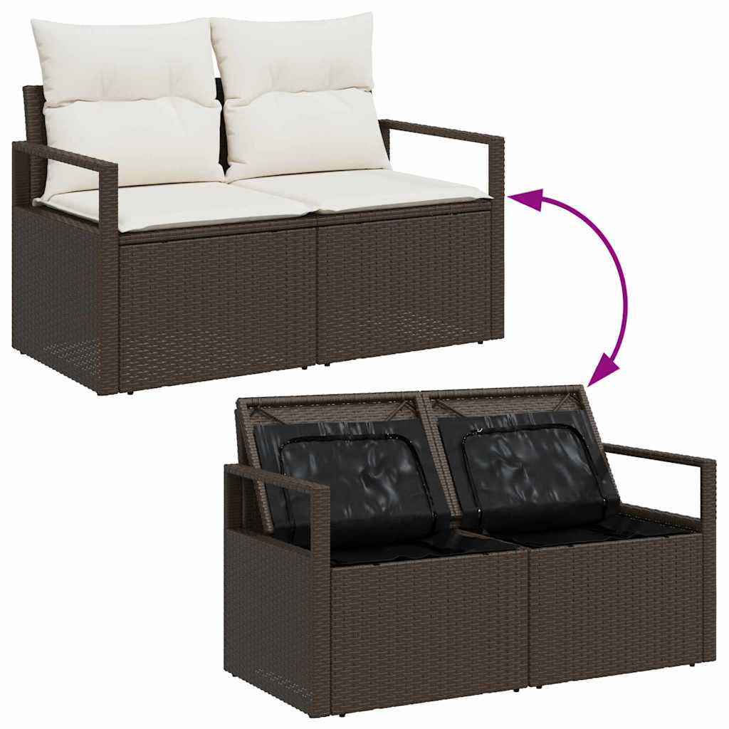 Hagemøbelsofa med pute Brun 120 x 62 x 69cm polyrotting