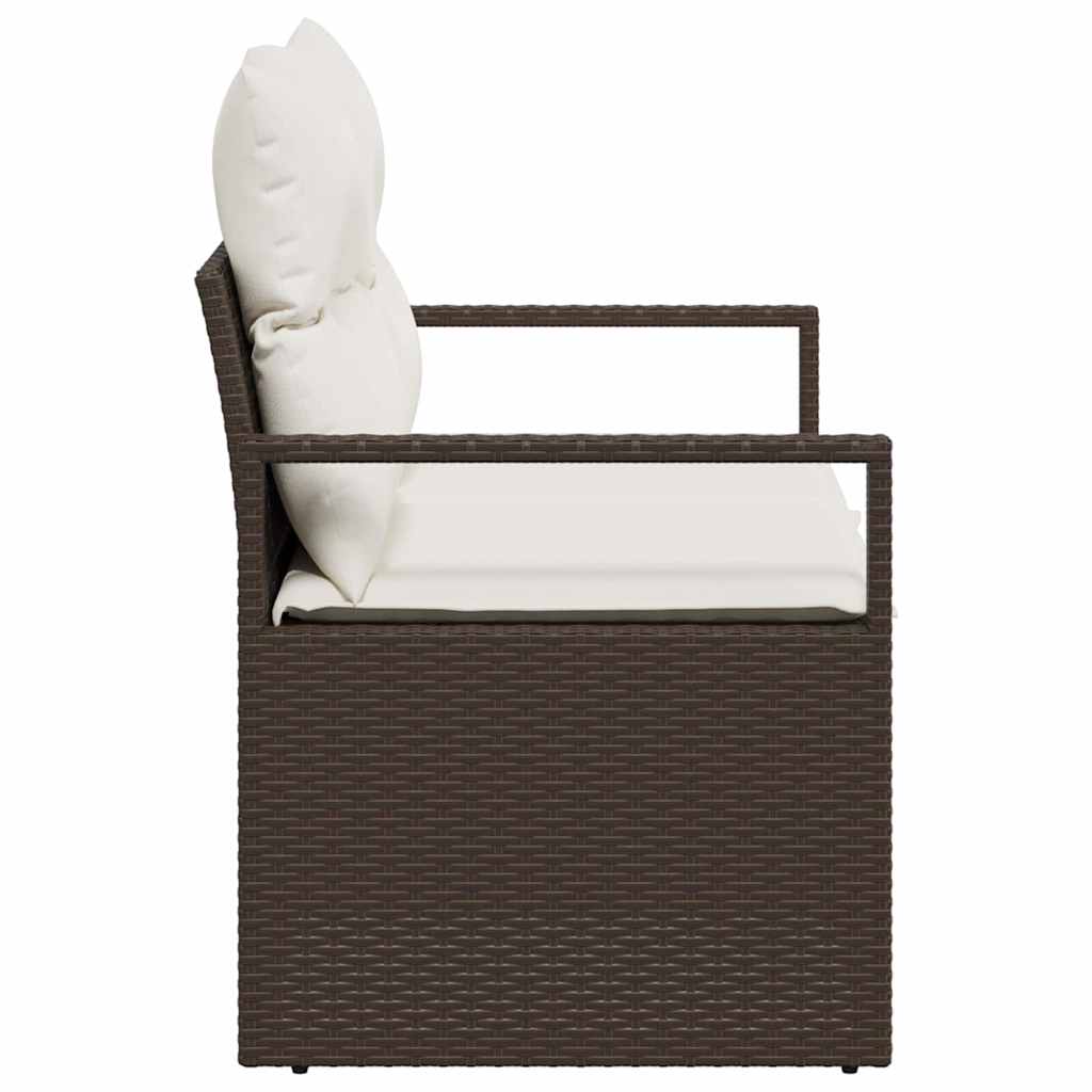 Hagemøbelsofa med pute Brun 120 x 62 x 69cm polyrotting