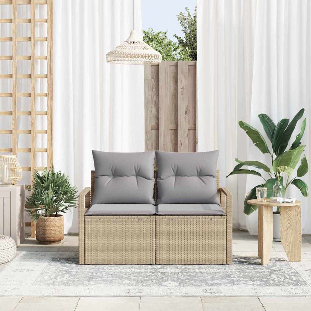 Hagemøbelsofa med pute Beige 120 x 62 x 69cm polyrotting