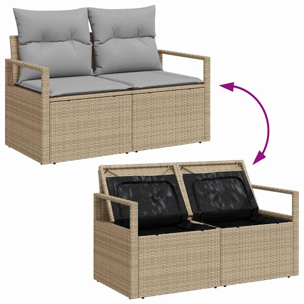 Hagemøbelsofa med pute Beige 120 x 62 x 69cm polyrotting