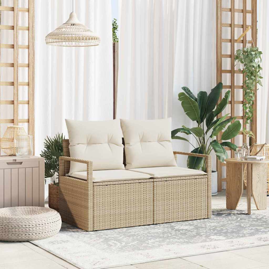 Hagemøbelsofa med pute Beige 120 x 62 x 69cm polyrotting