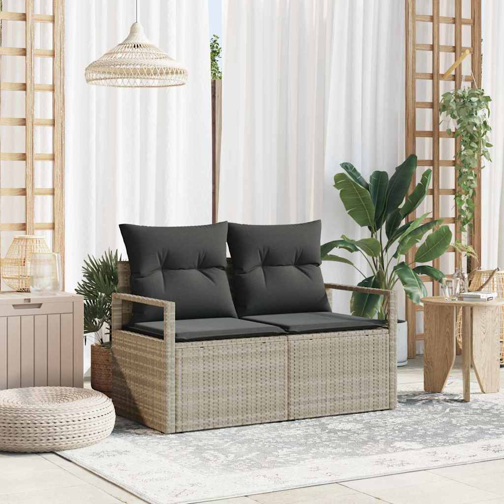 Hagemøbelsofa med pute Grå 120 x 62 x 69cm polyrotting