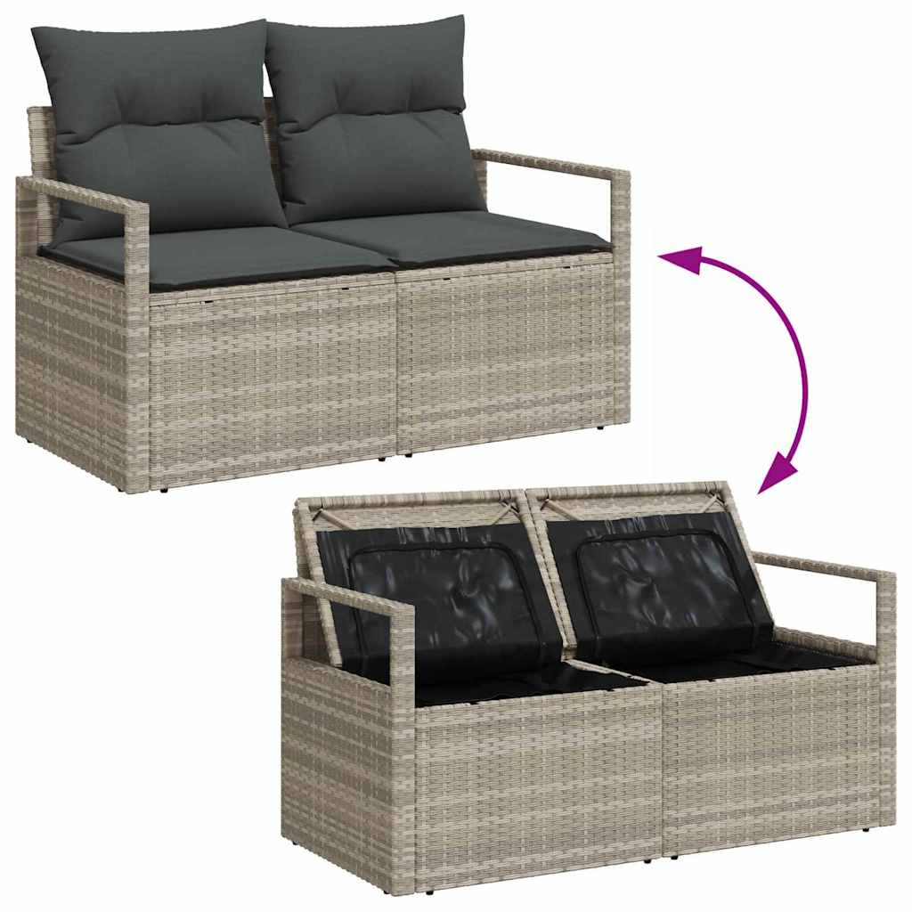 Hagemøbelsofa med pute Grå 120 x 62 x 69cm polyrotting