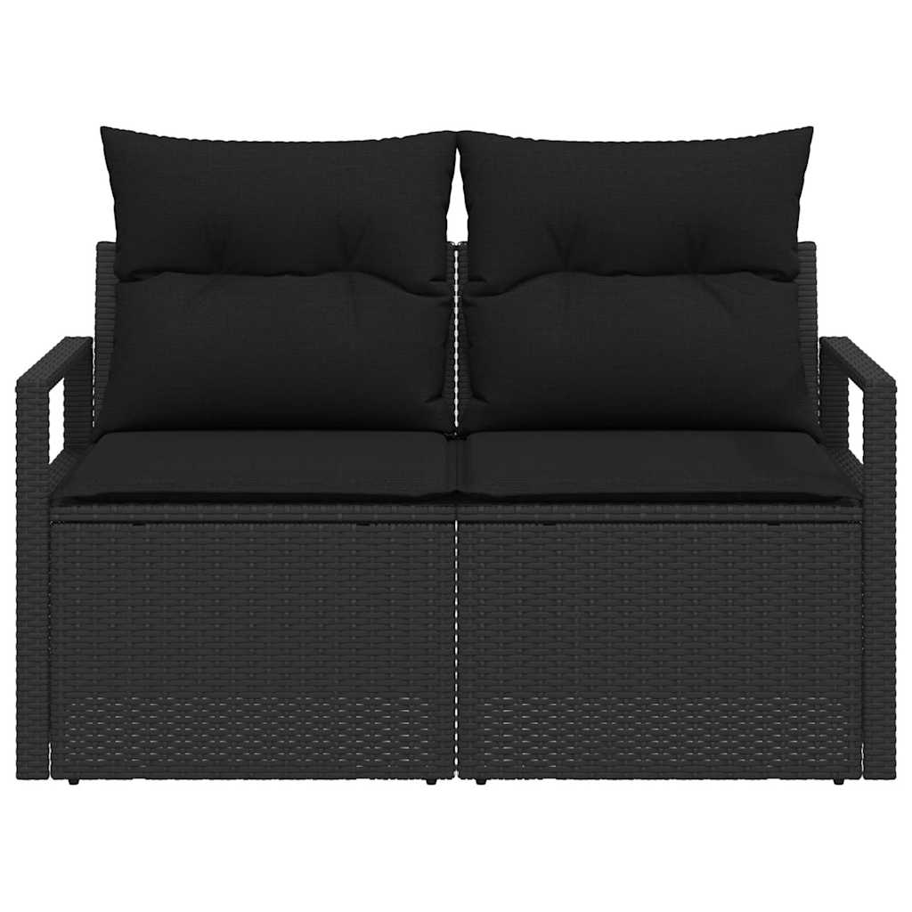 Hagemøbelsofa med pute Svart 120 x 62 x 69cm polyrotting