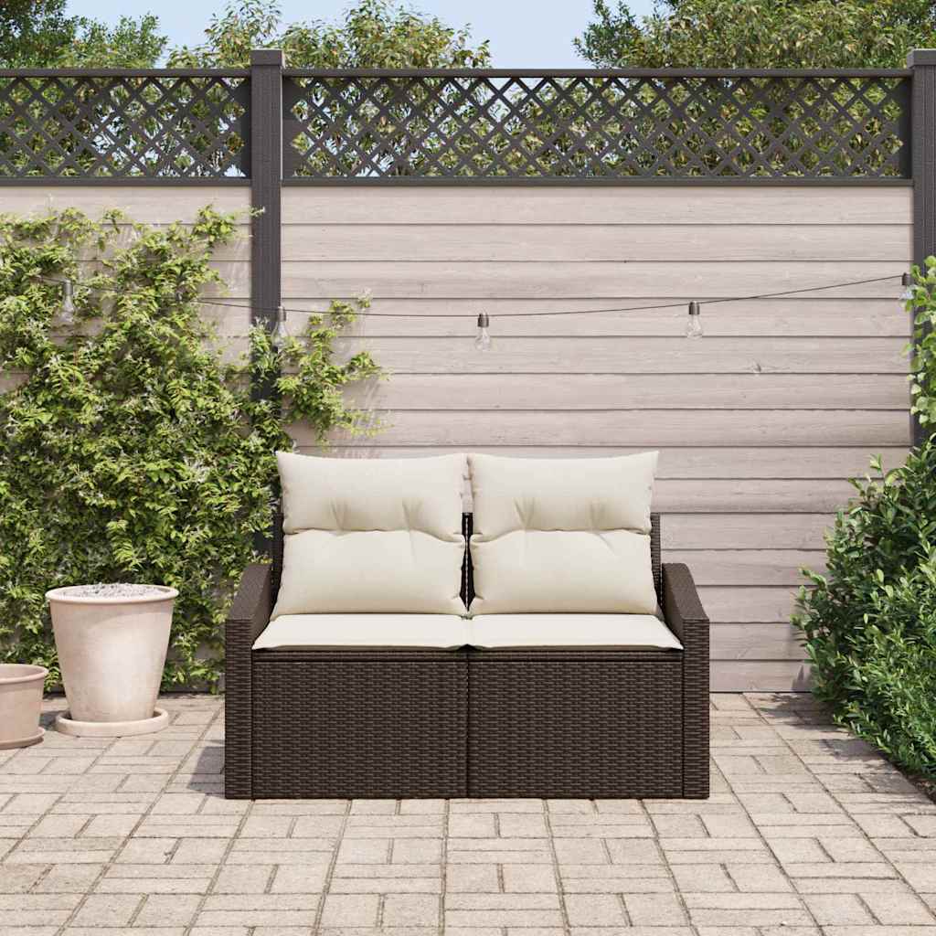 Hagemøbelsofa med pute Brun 123 x 62 x 69cm polyrotting