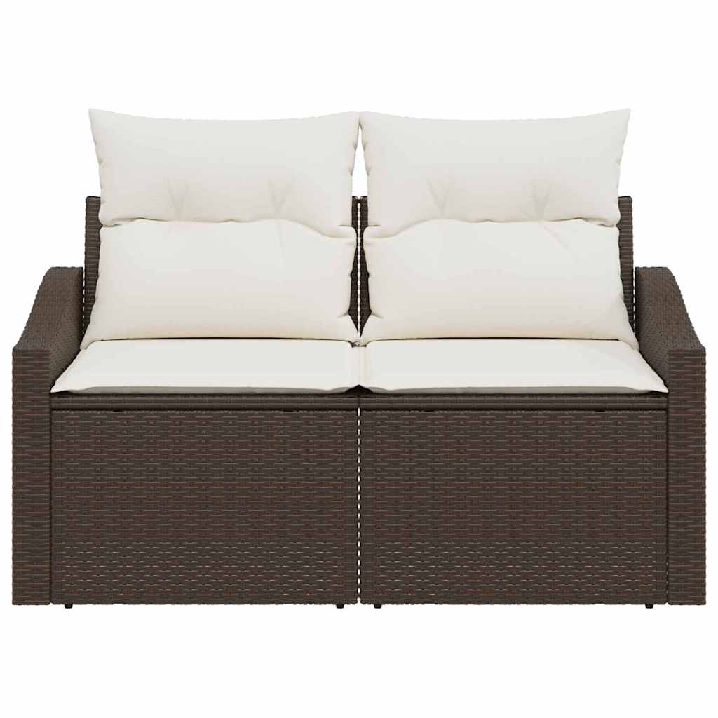 Hagemøbelsofa med pute Brun 123 x 62 x 69cm polyrotting