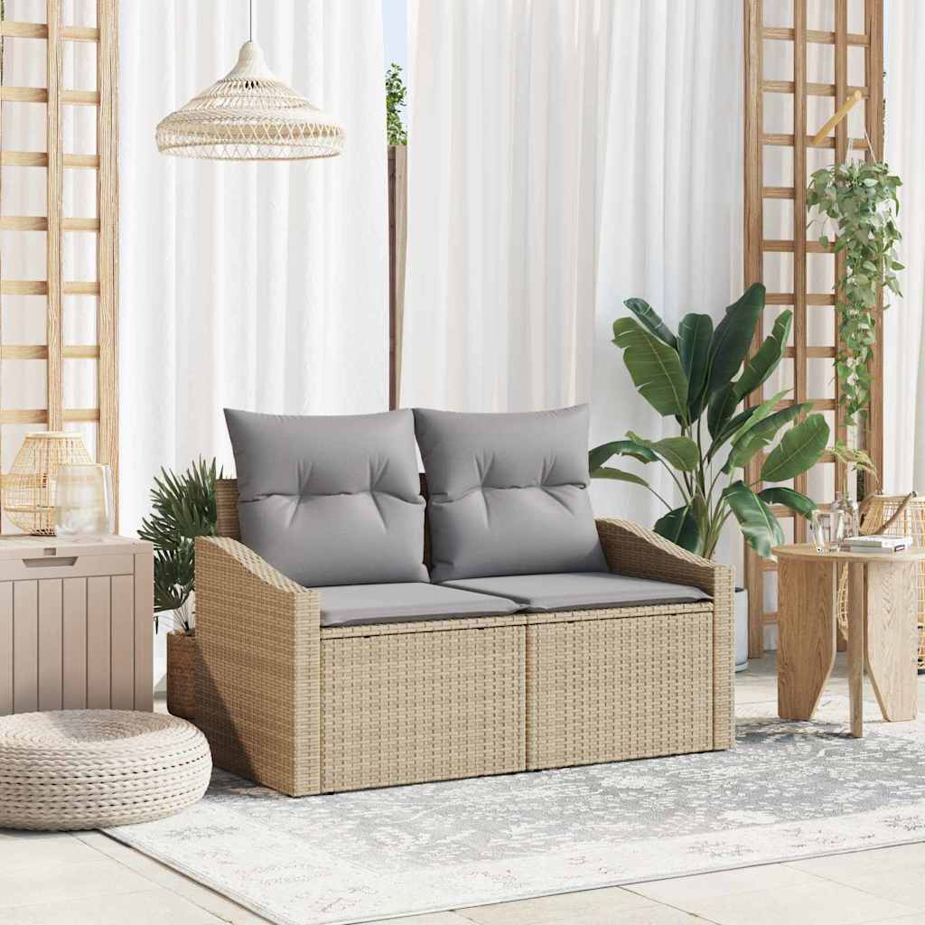 Hagemøbelsofa med pute Beige 123 x 62 x 69cm polyrotting