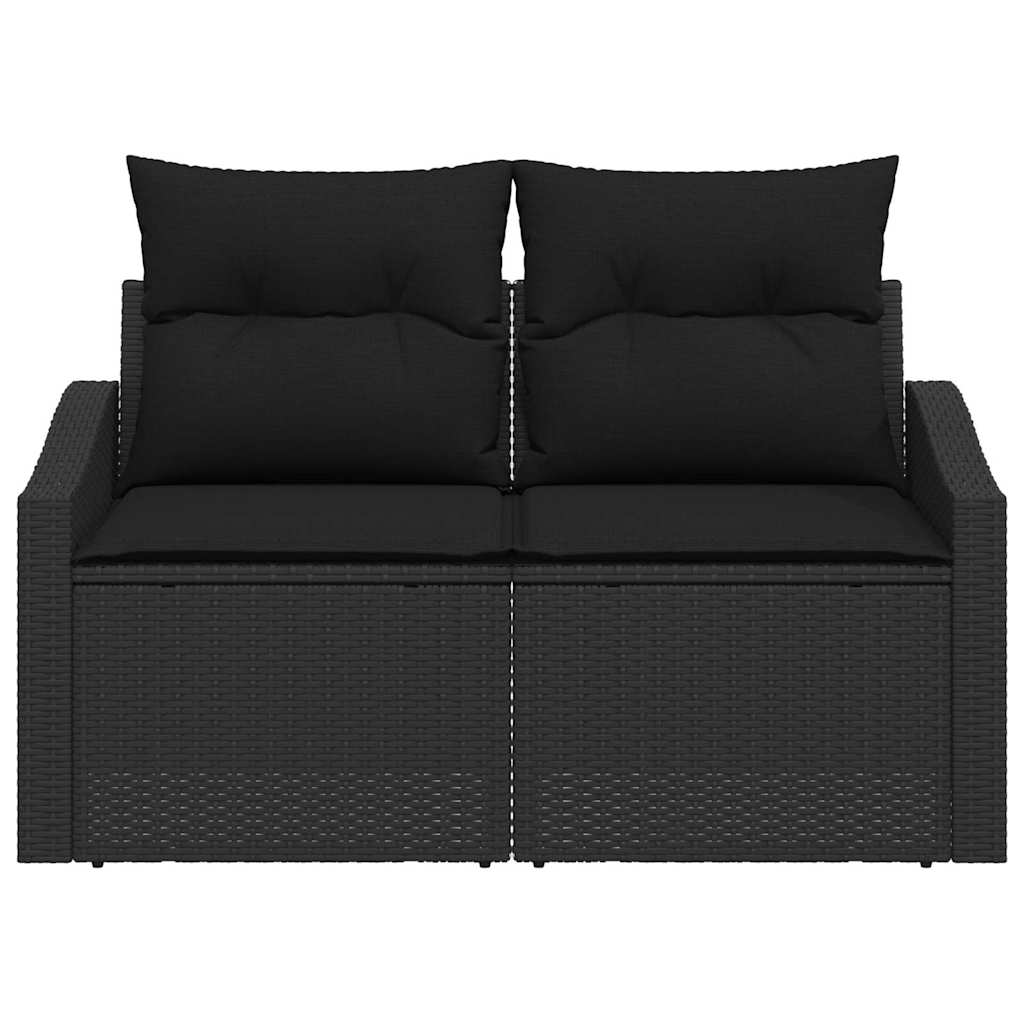 Hagemøbelsofa med pute Svart 123 x 62 x 69cm polyrotting