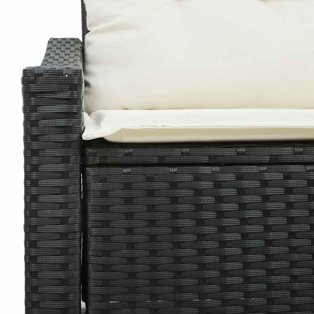 Hagemøbelsofa med pute Svart 123 x 62 x 69cm polyrotting