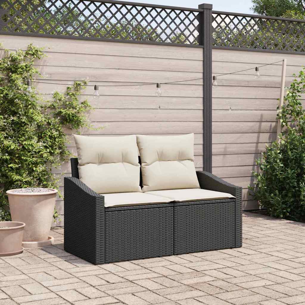 Hagemøbelsofa med pute Svart 123 x 62 x 69cm polyrotting