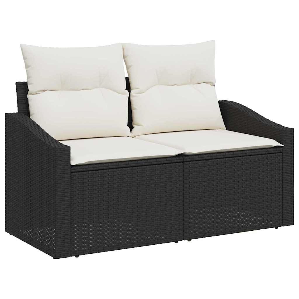 Hagemøbelsofa med pute Svart 123 x 62 x 69cm polyrotting