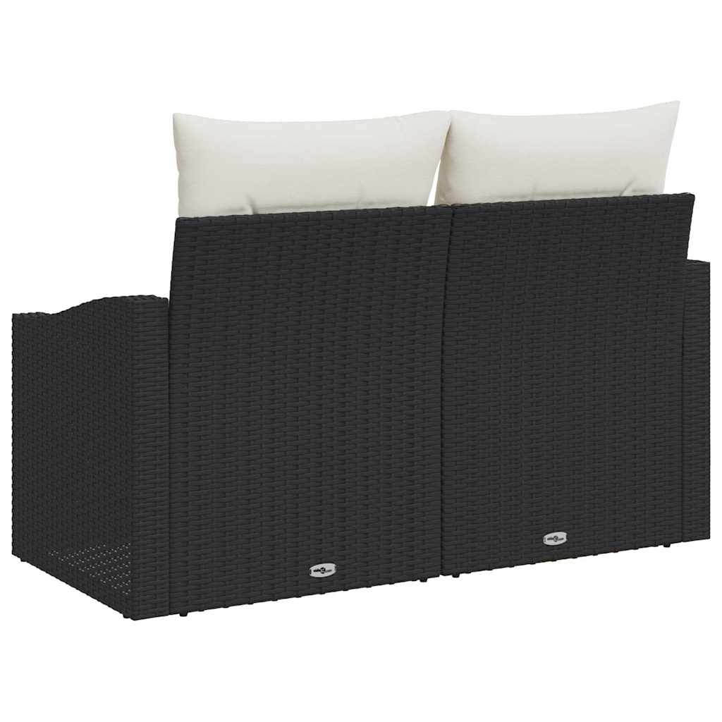Hagemøbelsofa med pute Svart 123 x 62 x 69cm polyrotting